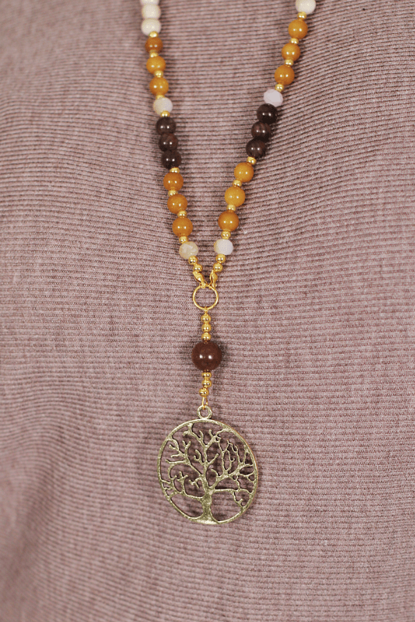 SINGULARU - Collar Arbol de la Vida. Colgante en Plata de Ley 925 con Acabado Baño de Oro de 18 Kt. Cadena de Talla Unica. Joyas para Mujer