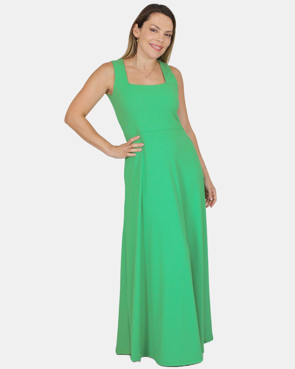 Amanda Vestido Maxi Floral con Cuello en V y Mangas Largas