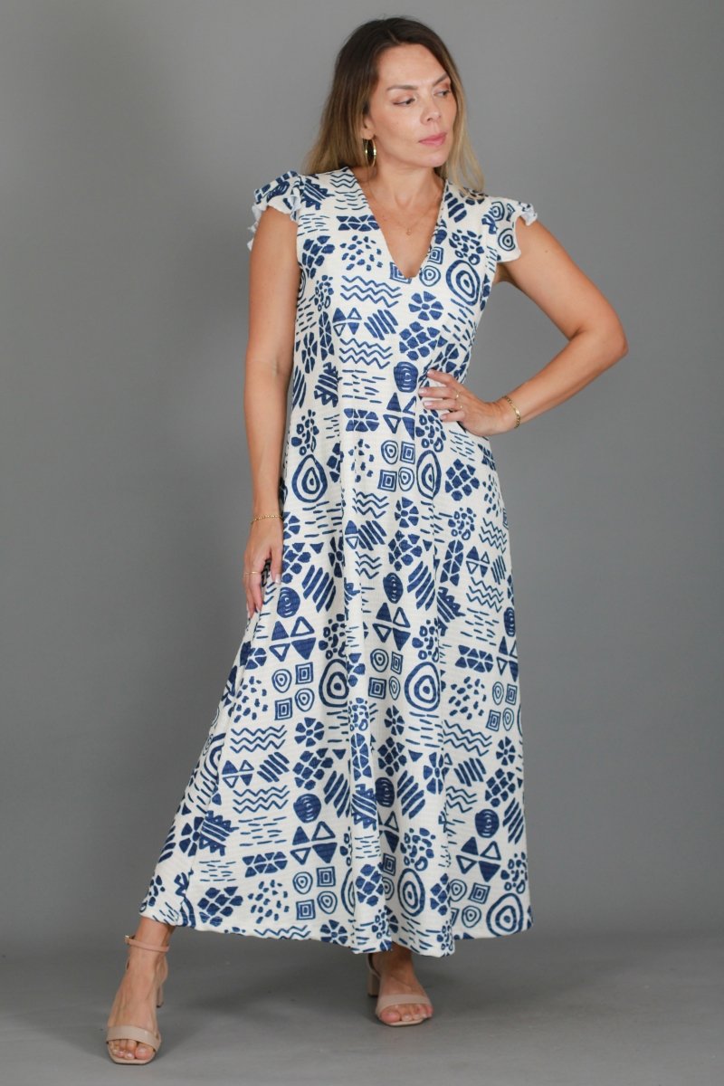 Maxivestido MARISELA textura estampado - Amanda Moda