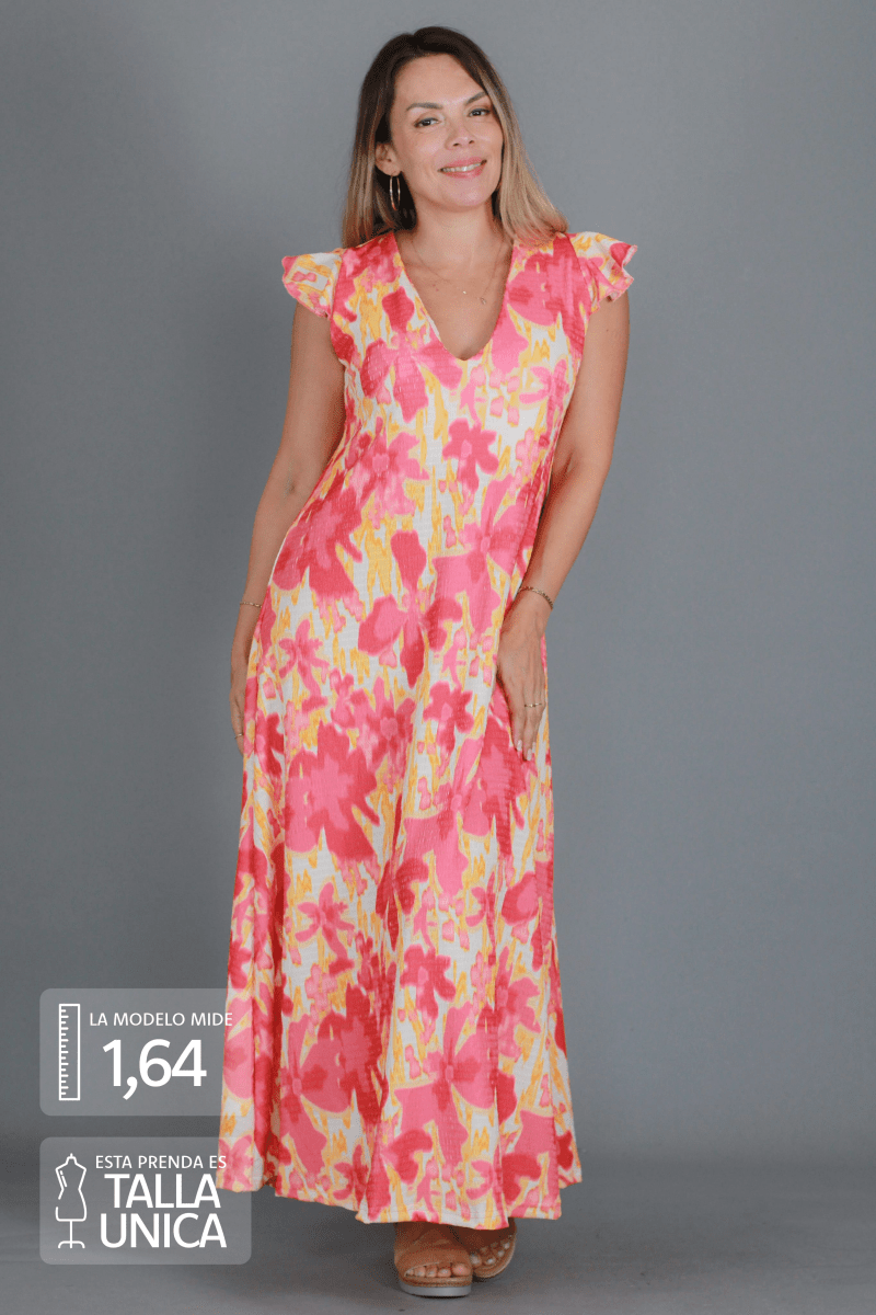 Maxivestido MARISELA textura estampado - Amanda Moda