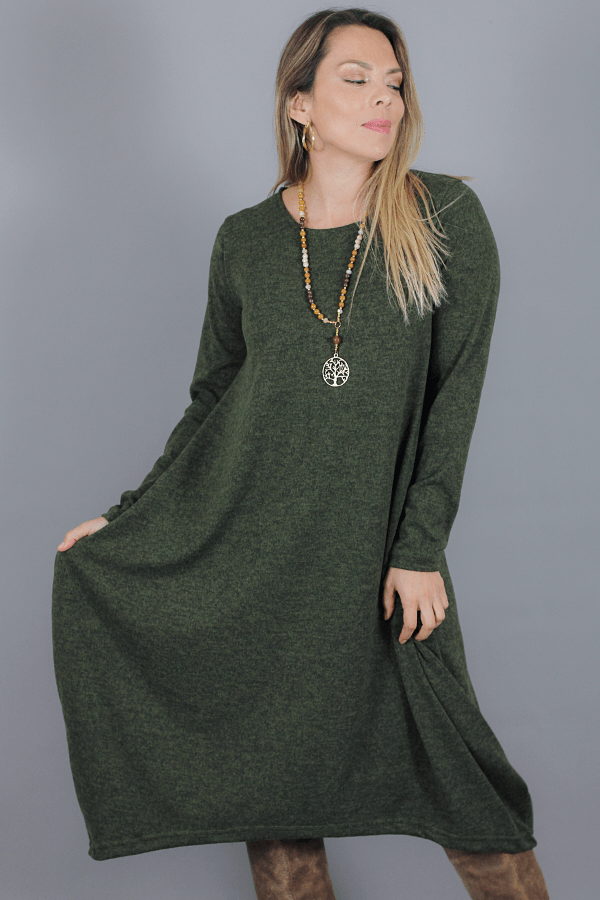 Maxivestido SOFIA Lanilla Melange - Amanda Moda