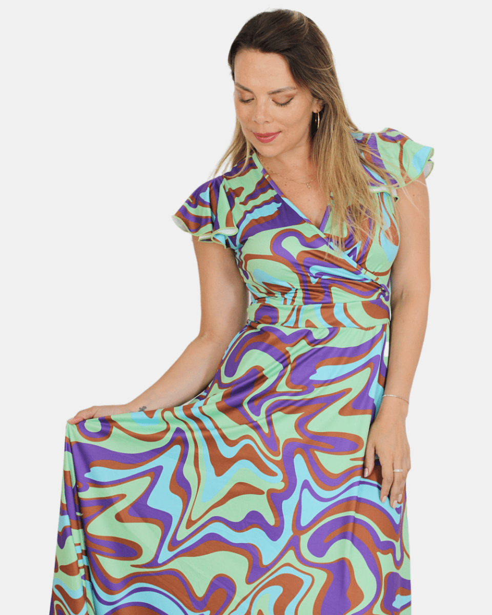 Maxivestido SOL Lycra Piel de Durazno - Amanda Moda