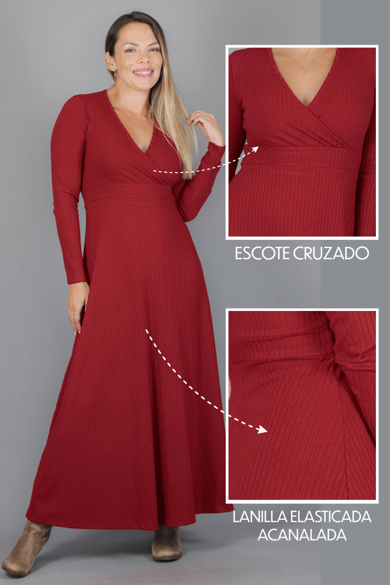 Maxivestido SOLEDAD Lanilla - Amanda Moda