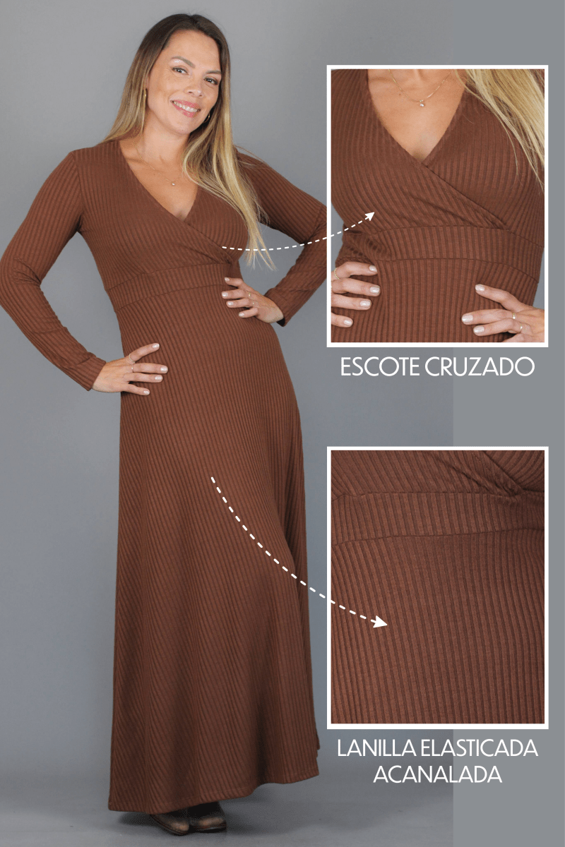 Maxivestido SOLEDAD Lanilla - Amanda Moda