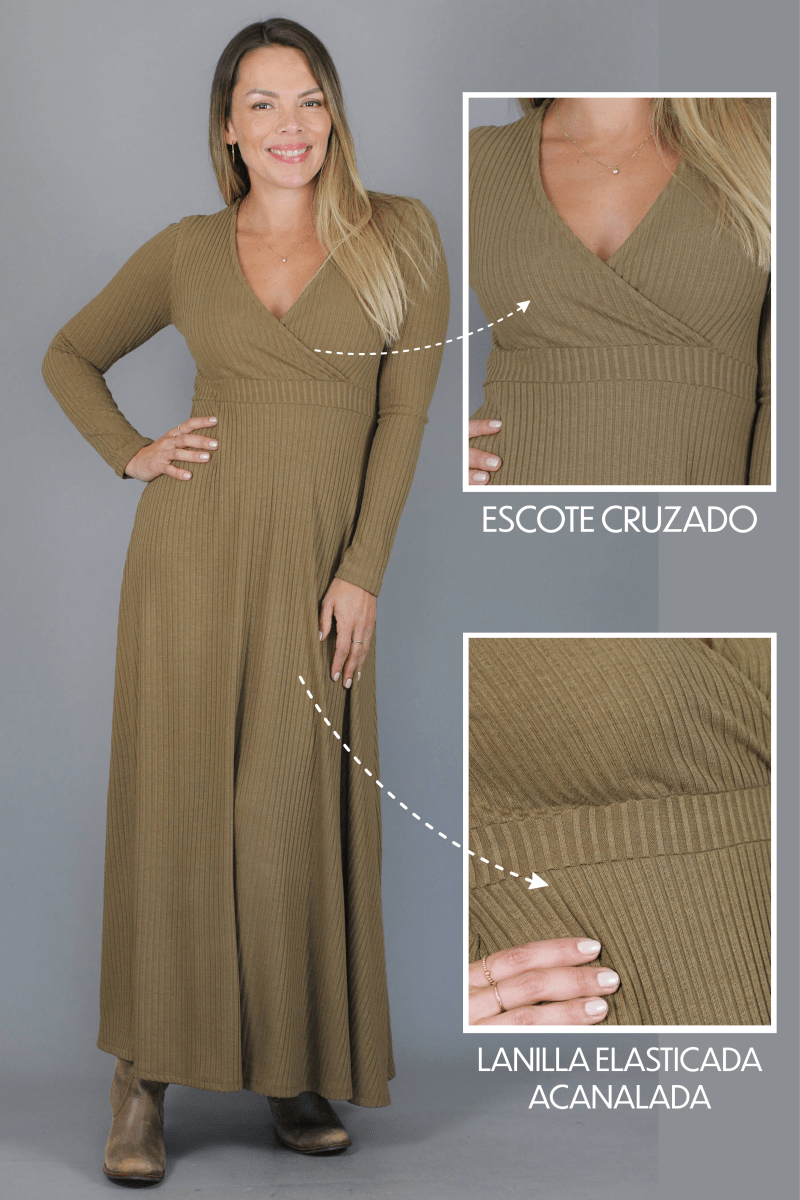 Maxivestido SOLEDAD Lanilla - Amanda Moda