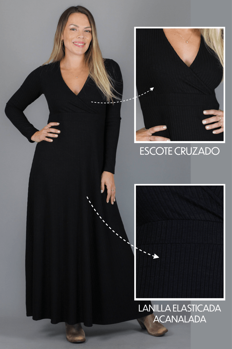 Maxivestido SOLEDAD Lanilla - Amanda Moda