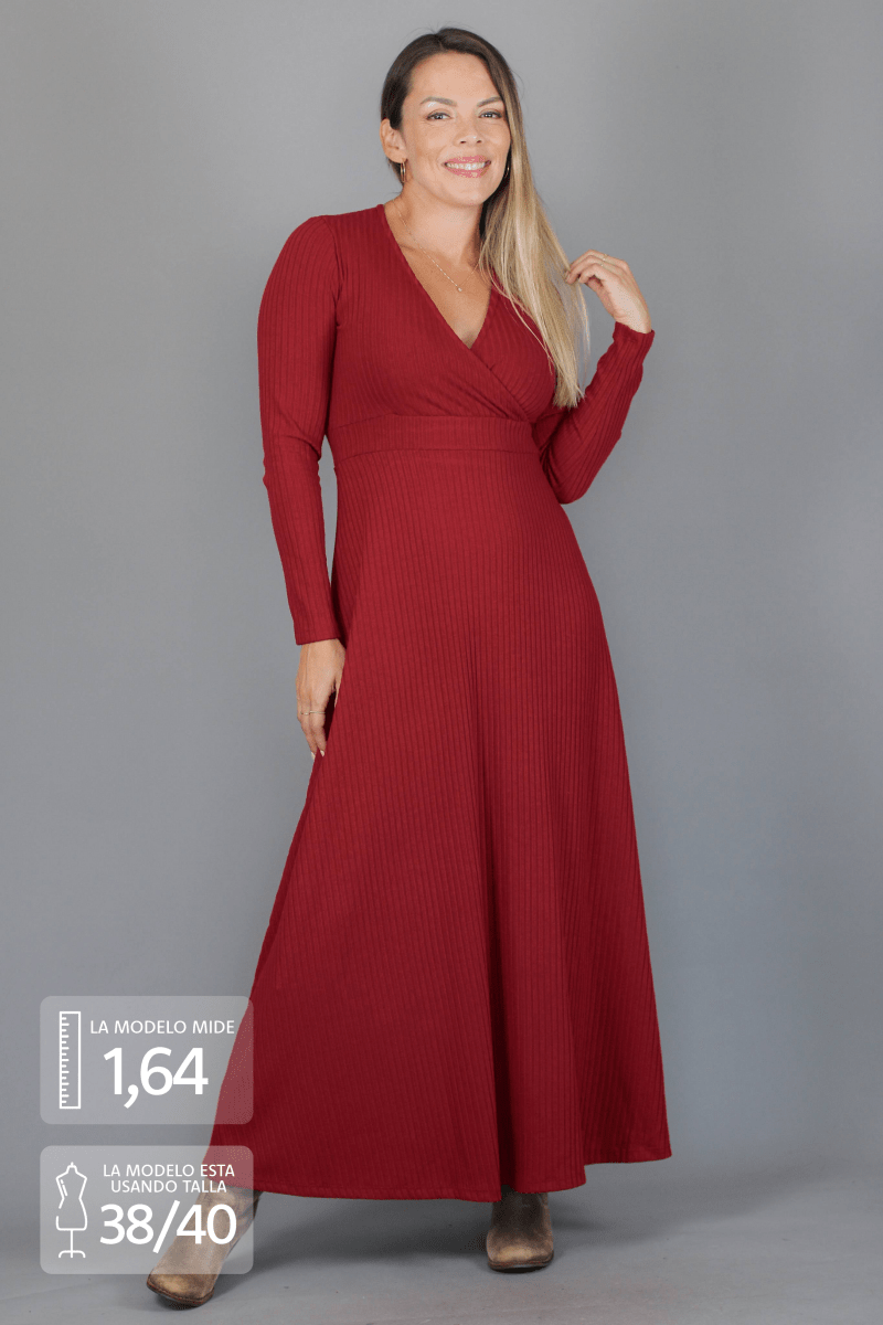 Maxivestido SOLEDAD Lanilla - Amanda Moda