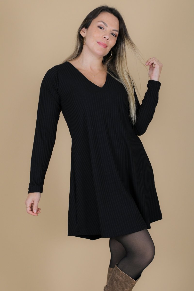 Vestido MARGARITA lanilla canuton ancho - Amanda Moda