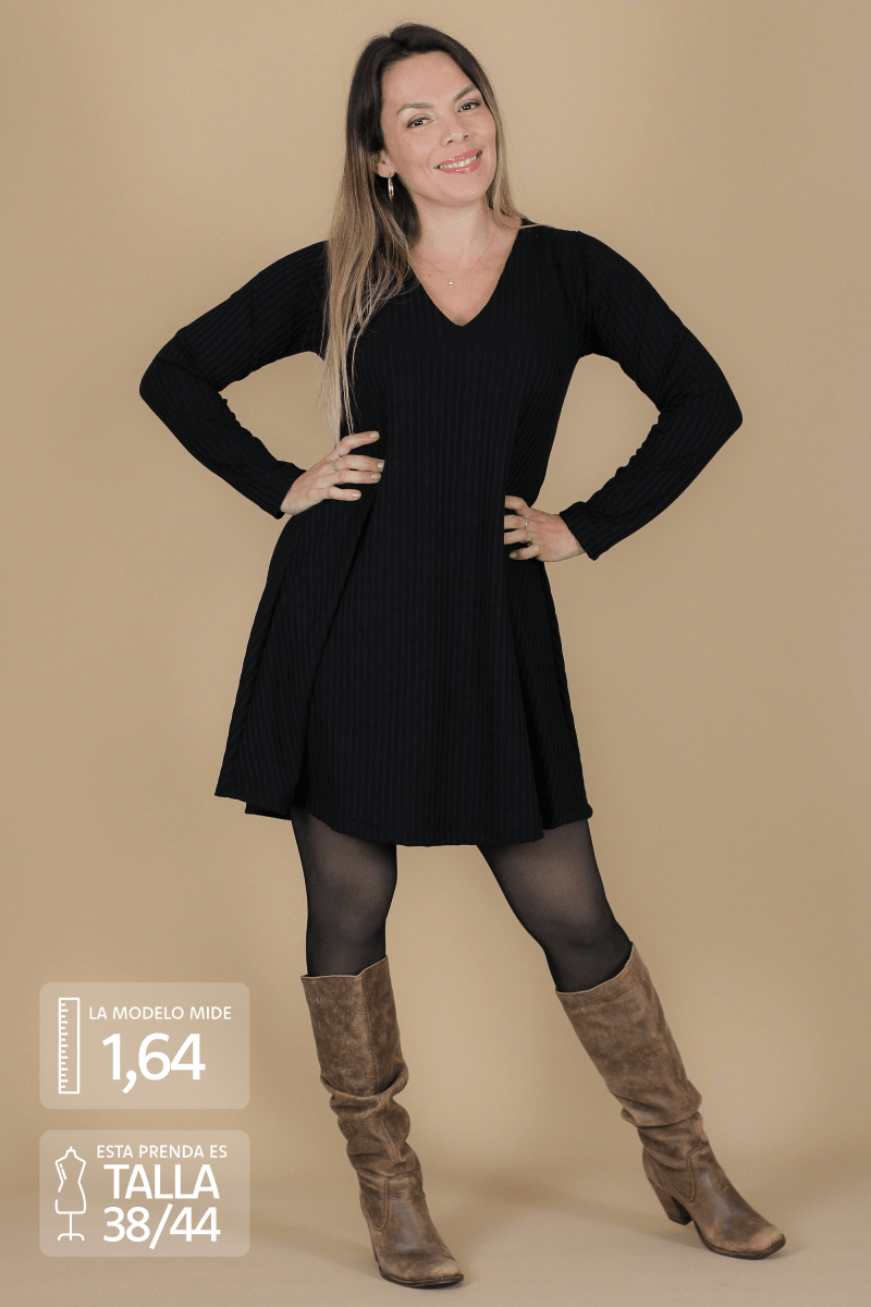 Vestido MARGARITA lanilla canuton ancho - Amanda Moda