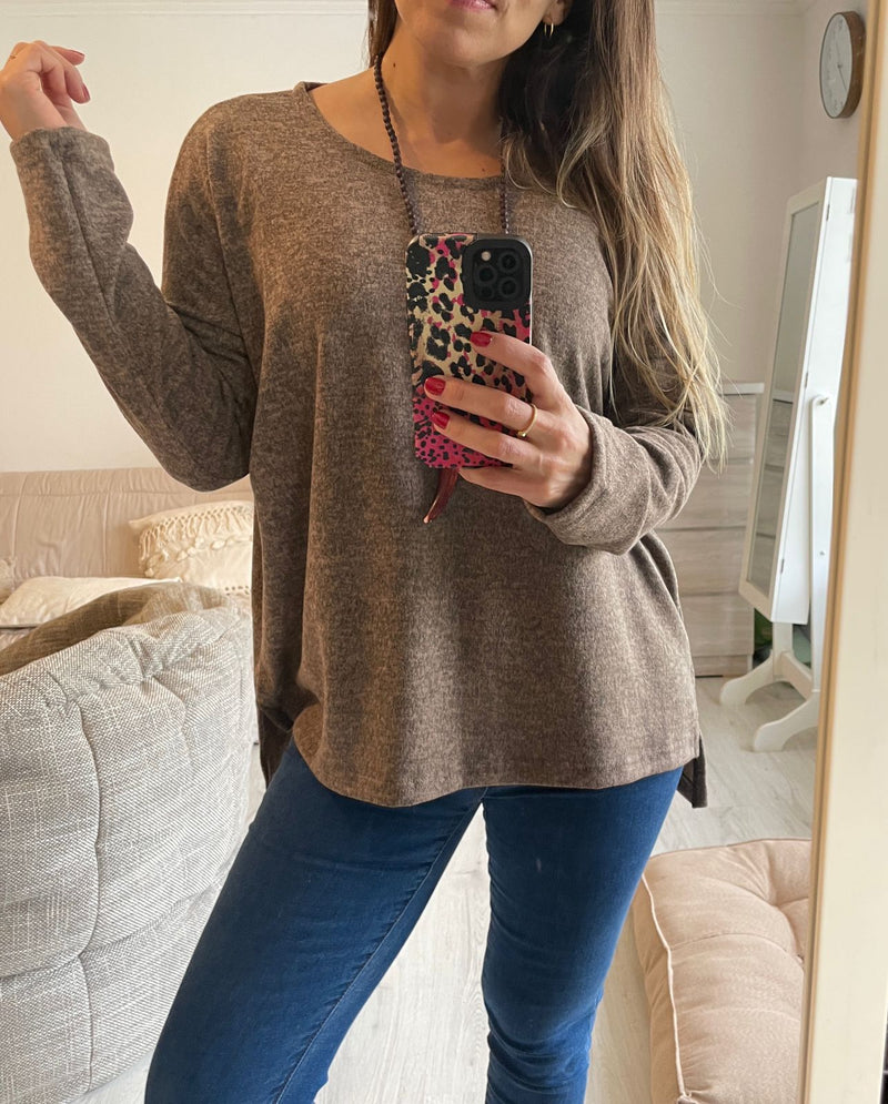 Maxisweater BECKY Jaspeado - Amanda Moda