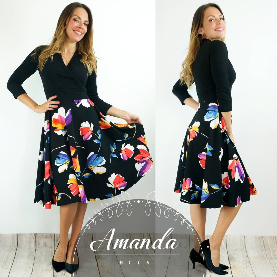 Vestido MONROE Falda Estampada - Amanda Moda