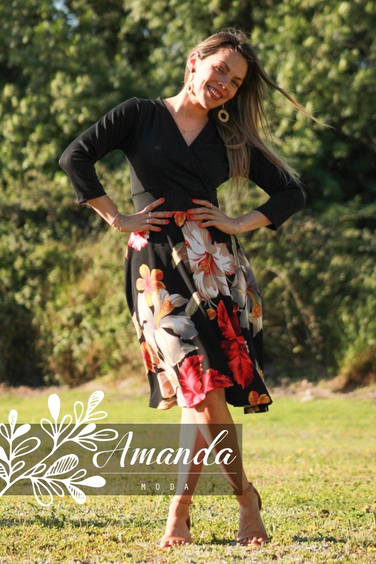Vestido MONROE Falda Estampada - Amanda Moda